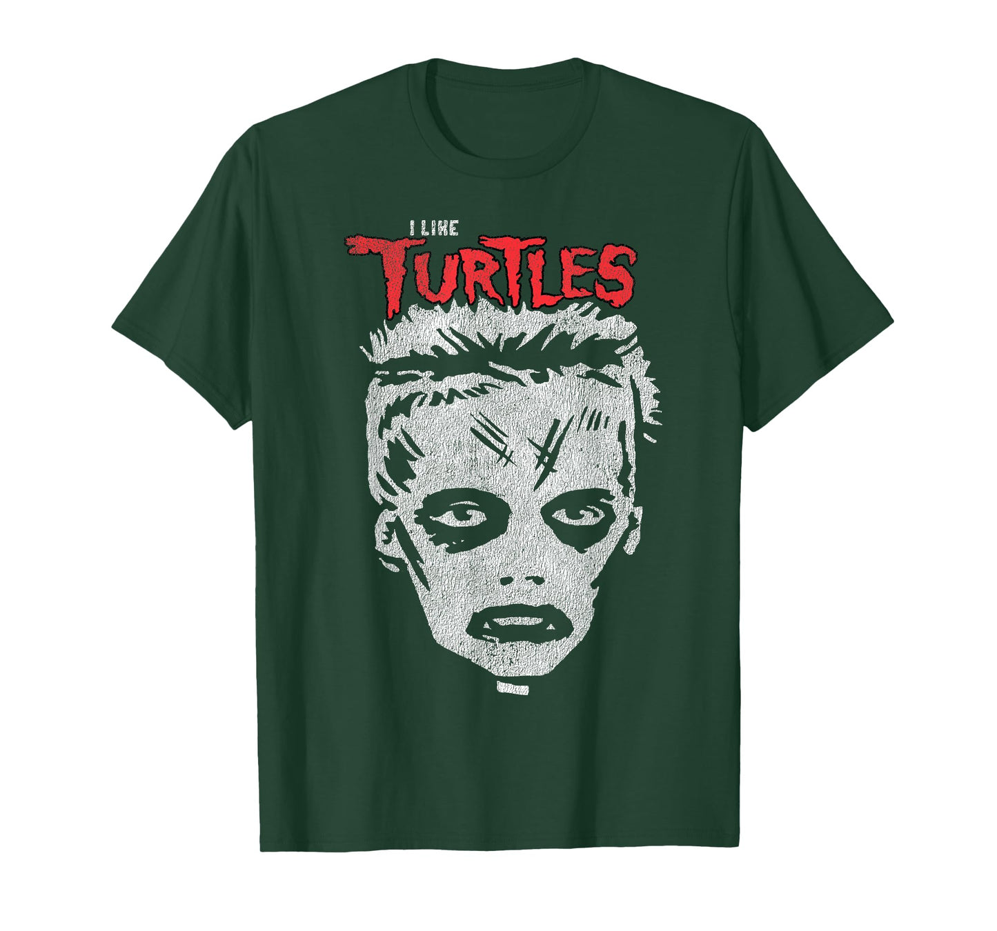 I Like Turtles Zombie Boy Skull Face T-Shirt