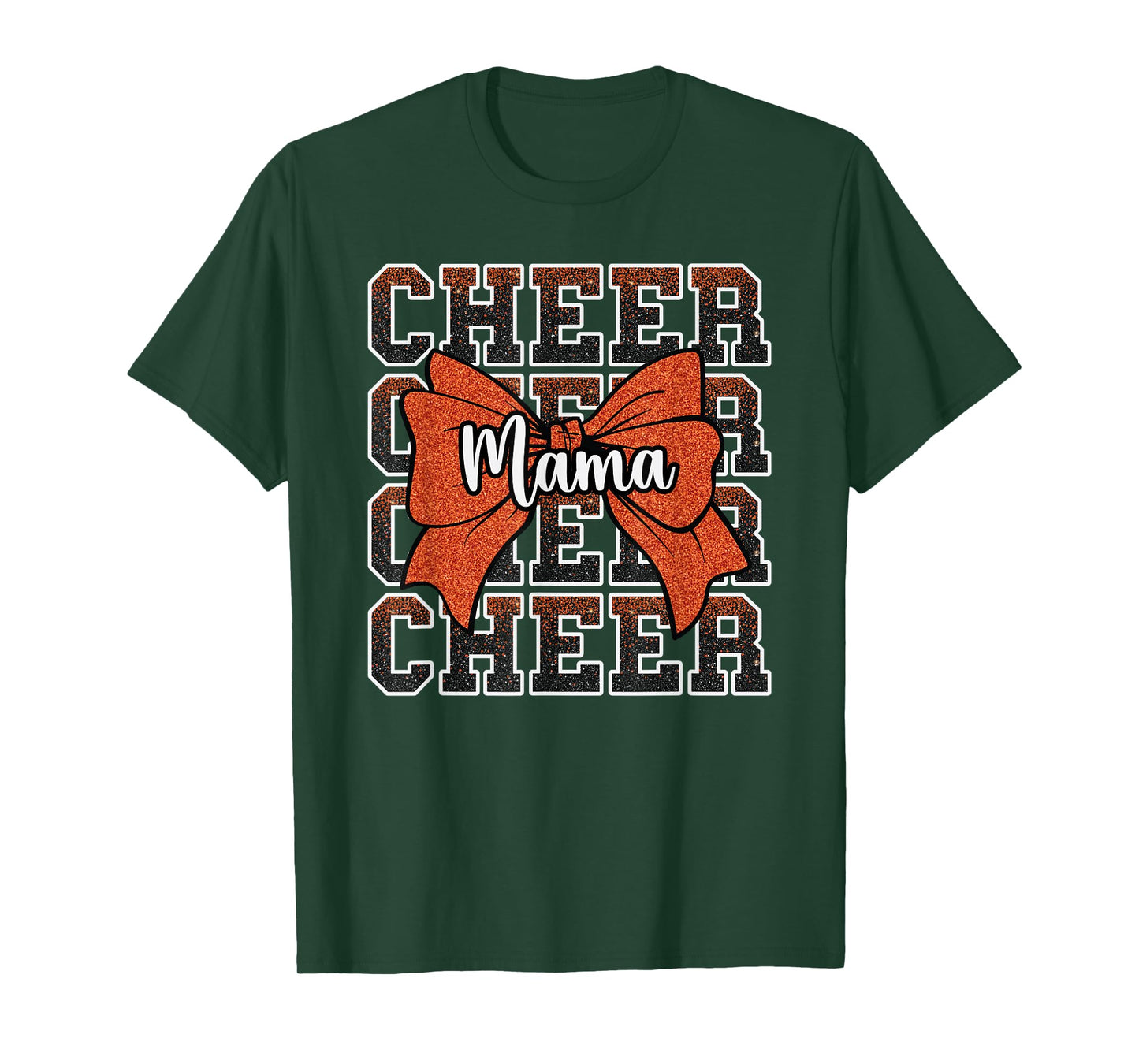 Cheer Mama Mom Bow Sport Cheerleader Cheerleading Orange T-Shirt