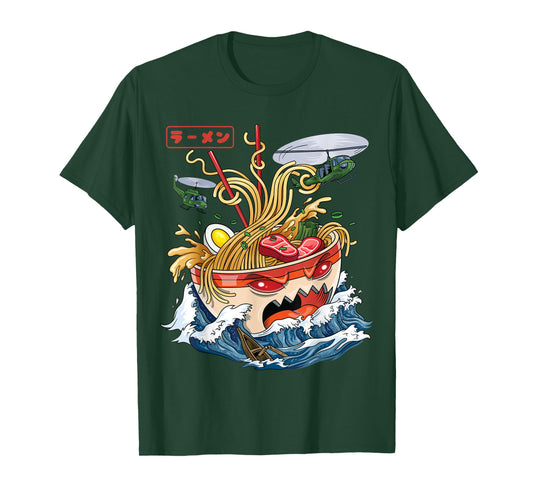 Great Ramen of Kanagawa Japanese Food Kaiju Kawaii Ramen T-Shirt