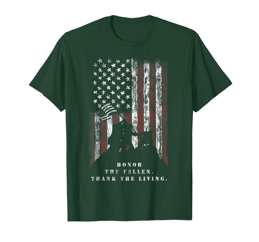Veteran Shirt Honor the Fallen Thank the Living USA Flag T-Shirt for Women Kids Men