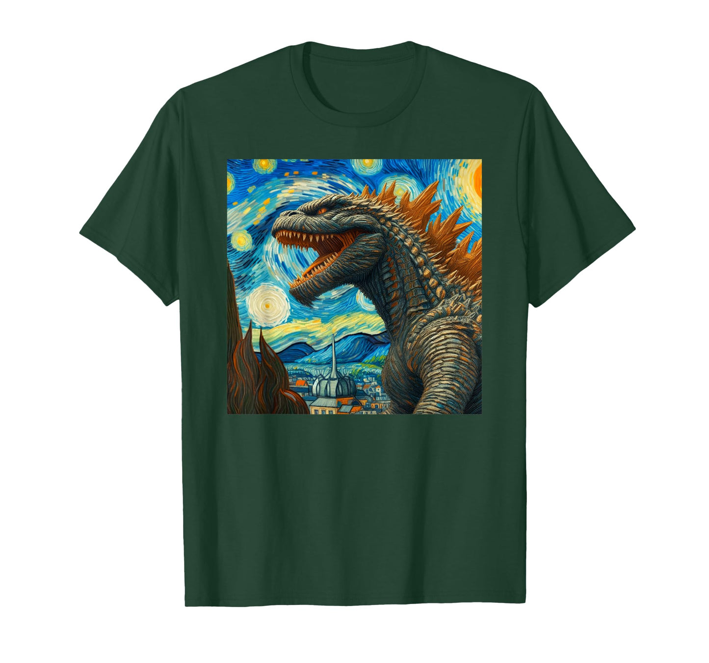 Vintage Japanese Monster Kaiju Van Gogh Starry Night T-Shirt