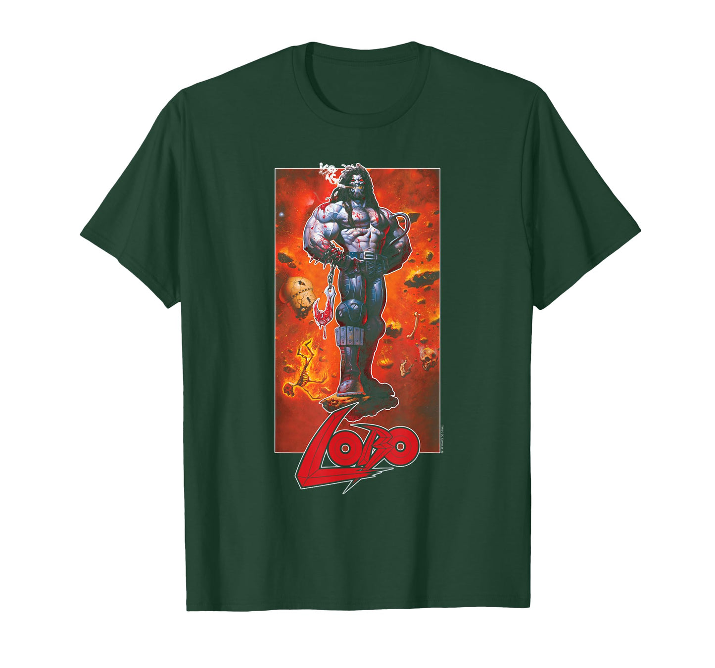 DC Comics Lobo Pose Unisex Adult Black Cartoon T-Shirt