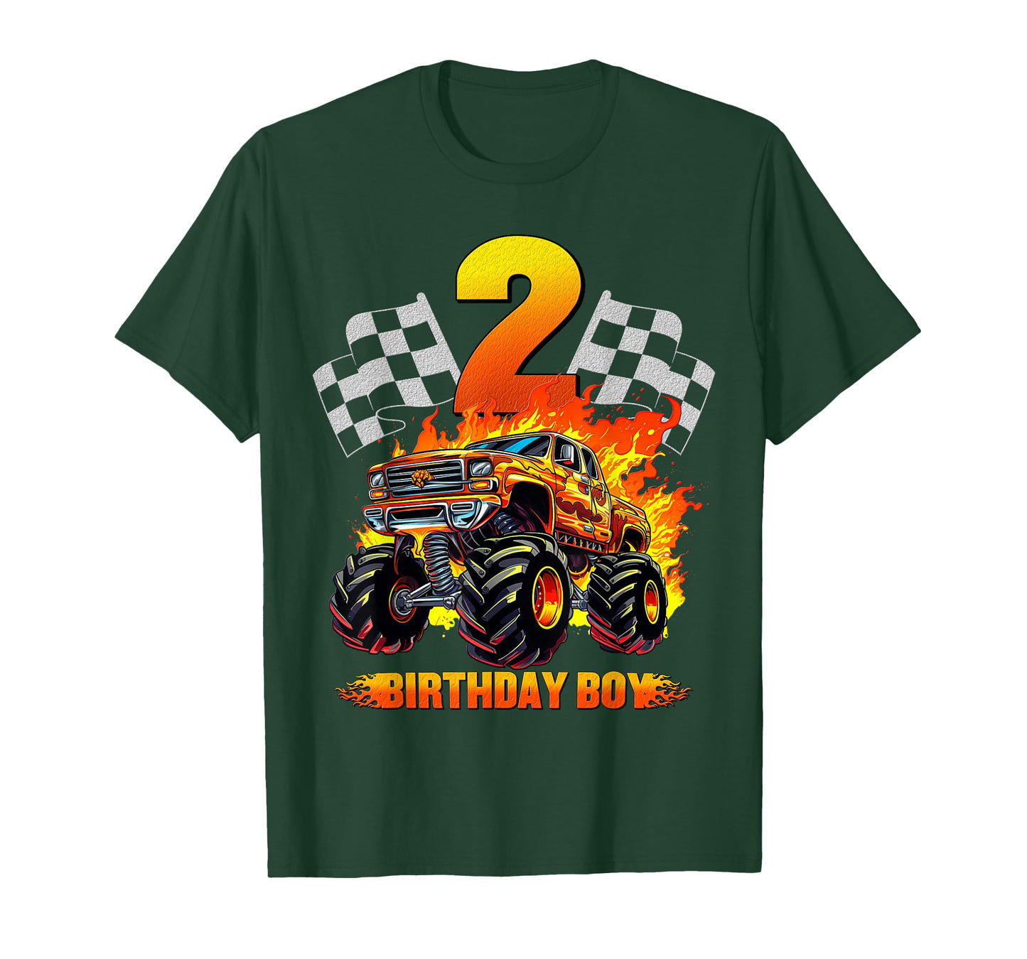 2 Year Old Birthday Monster Truck 2nd Birthday Boy Kids T-Shirt