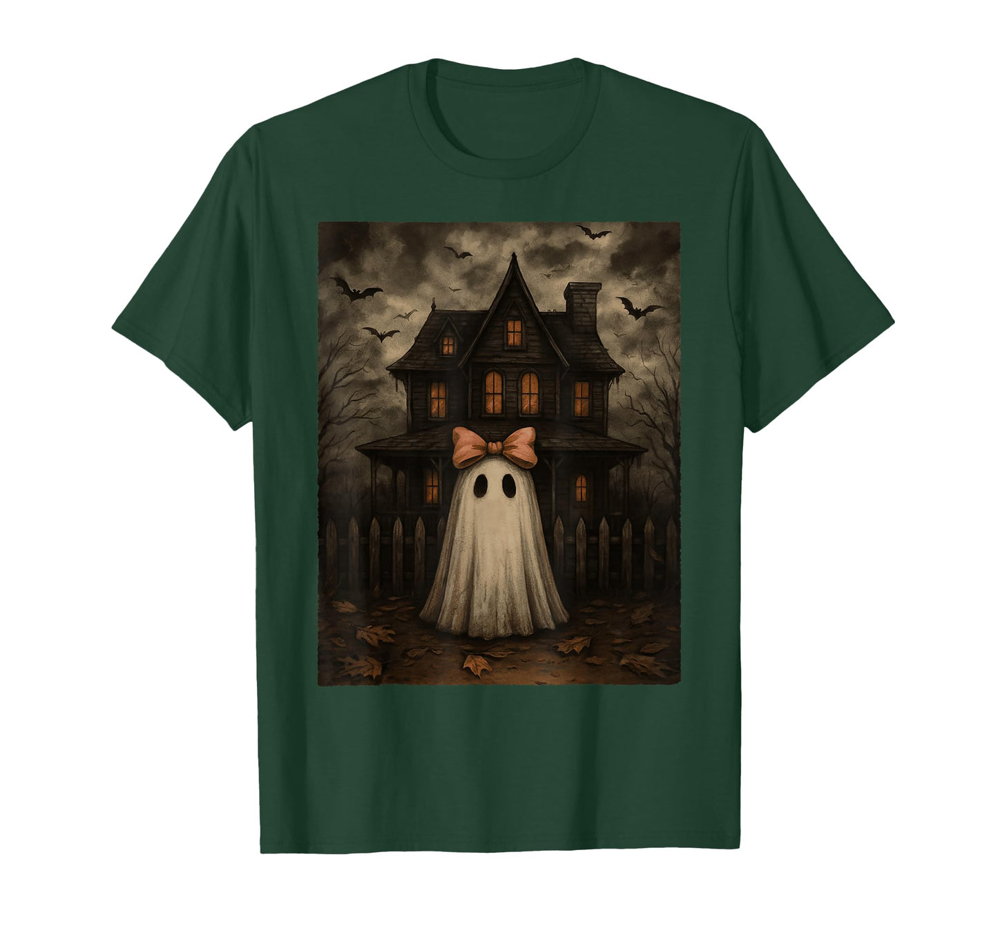 Vintage Spooky Scary Ghost Haunted House Midnight Halloween T-Shirt