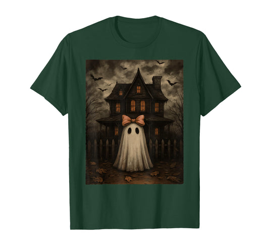 Vintage Spooky Scary Ghost Haunted House Midnight Halloween T-Shirt