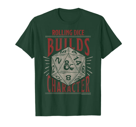 Dungeons & Dragons Rolling Dice Builds Character Short Sleeve T-Shirt