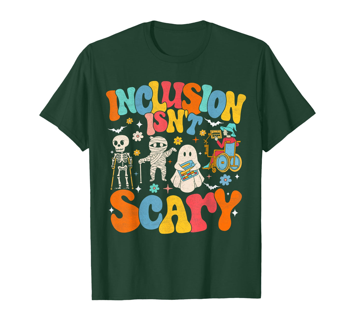 Inclusion Isn't Scary Ghost Mummy Halloween SLP Sped Teacher T-Shirt