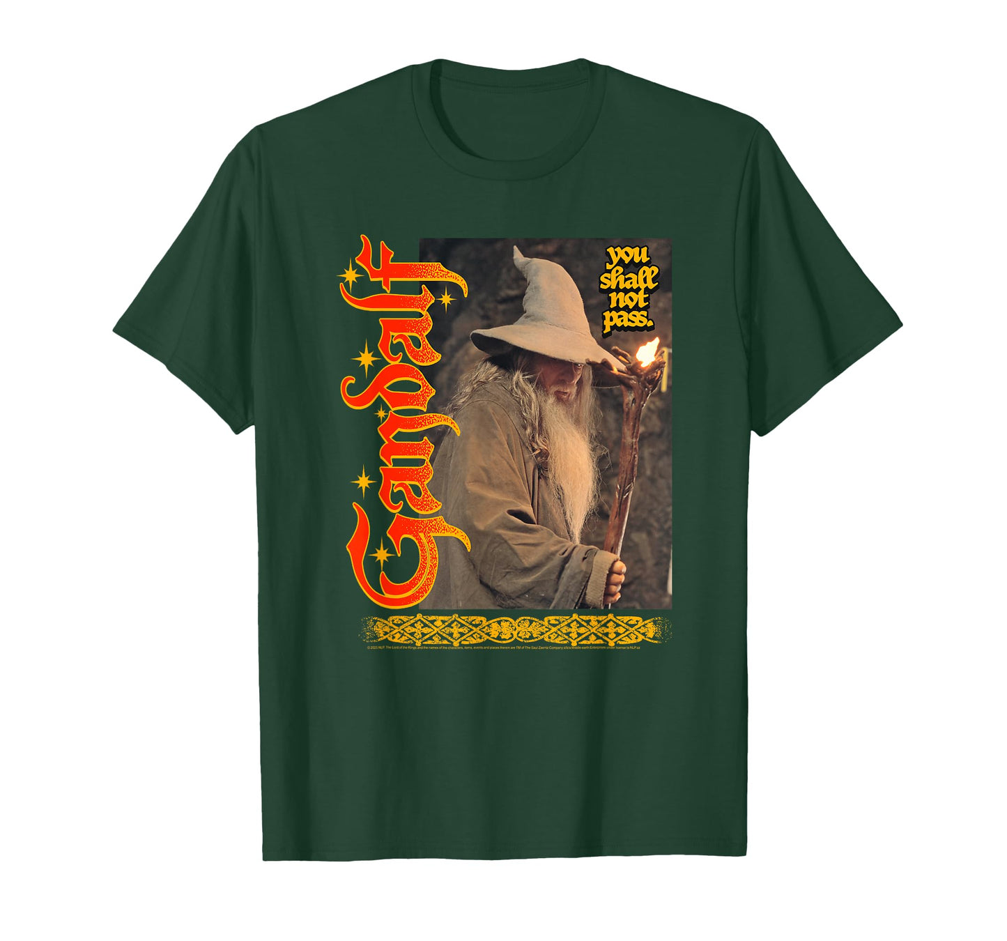 Lord of The Rings Gandalf You Shall Not Pass Ornate Scroll T-Shirt