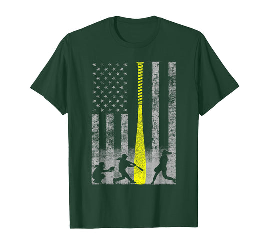 Yellow Softball Flag Shirt - Yellow Bat Flag T-Shirt T-Shirt