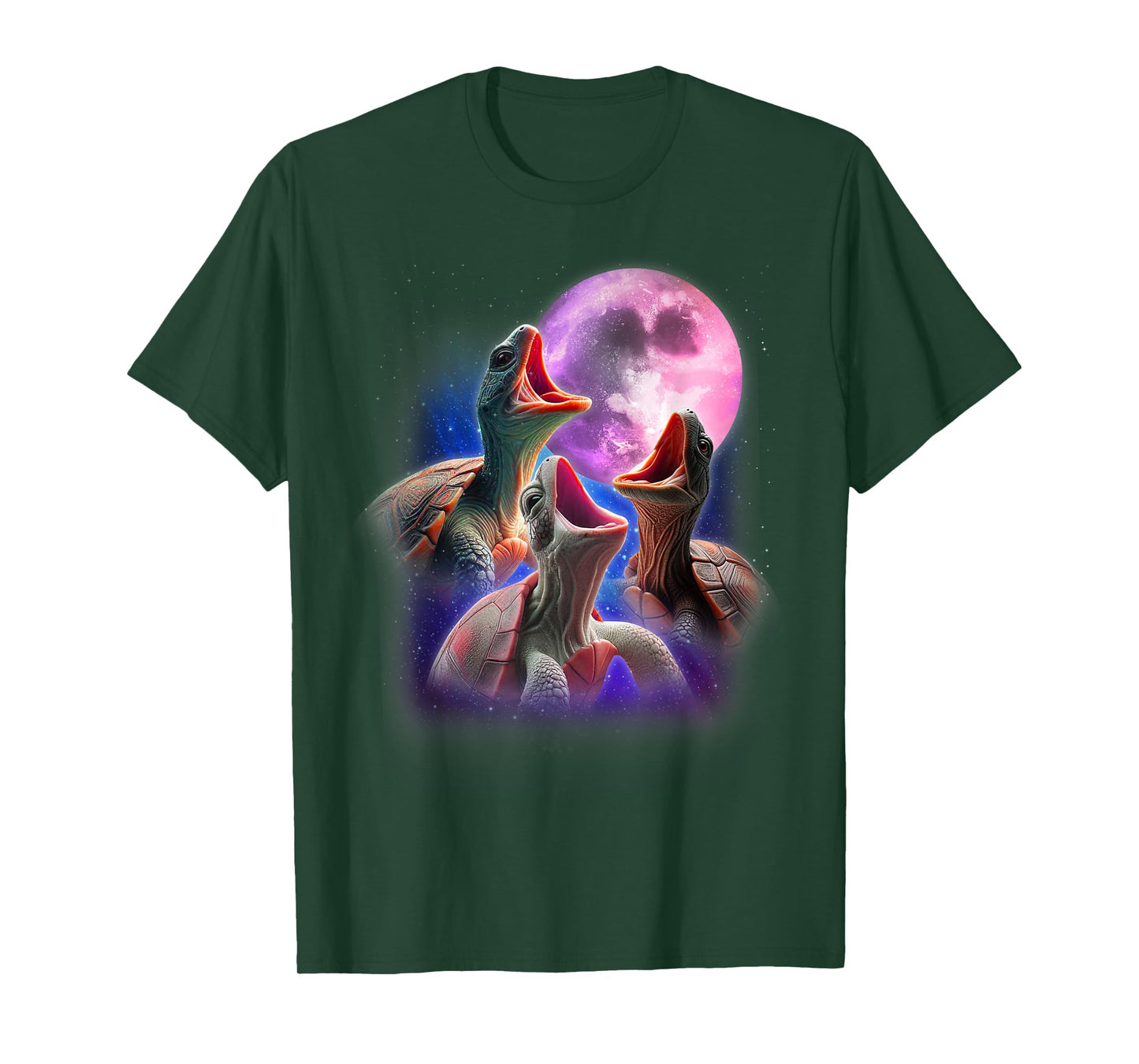 3 Sea Turtles Howling At The Moon Funny Pet Turtle Tortoise T-Shirt