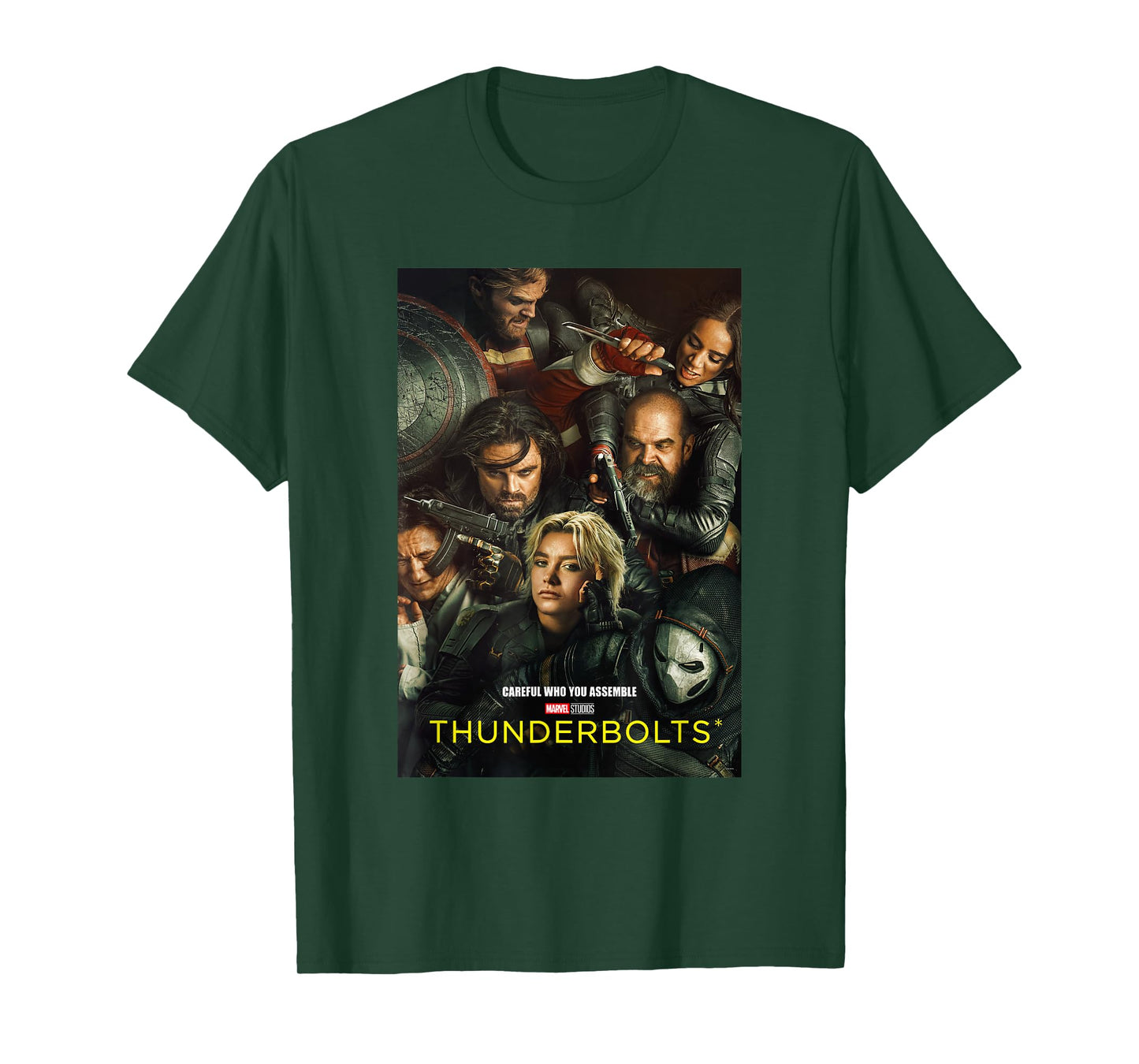 Marvel Thunderbolts Careful Who You Assemble Team Poster T-Shirt