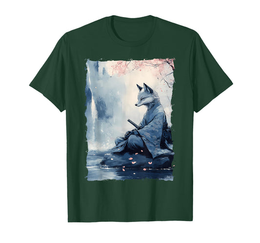 Kitsune Samurai Warrior Japan Myth Fox Spirit T-Shirt