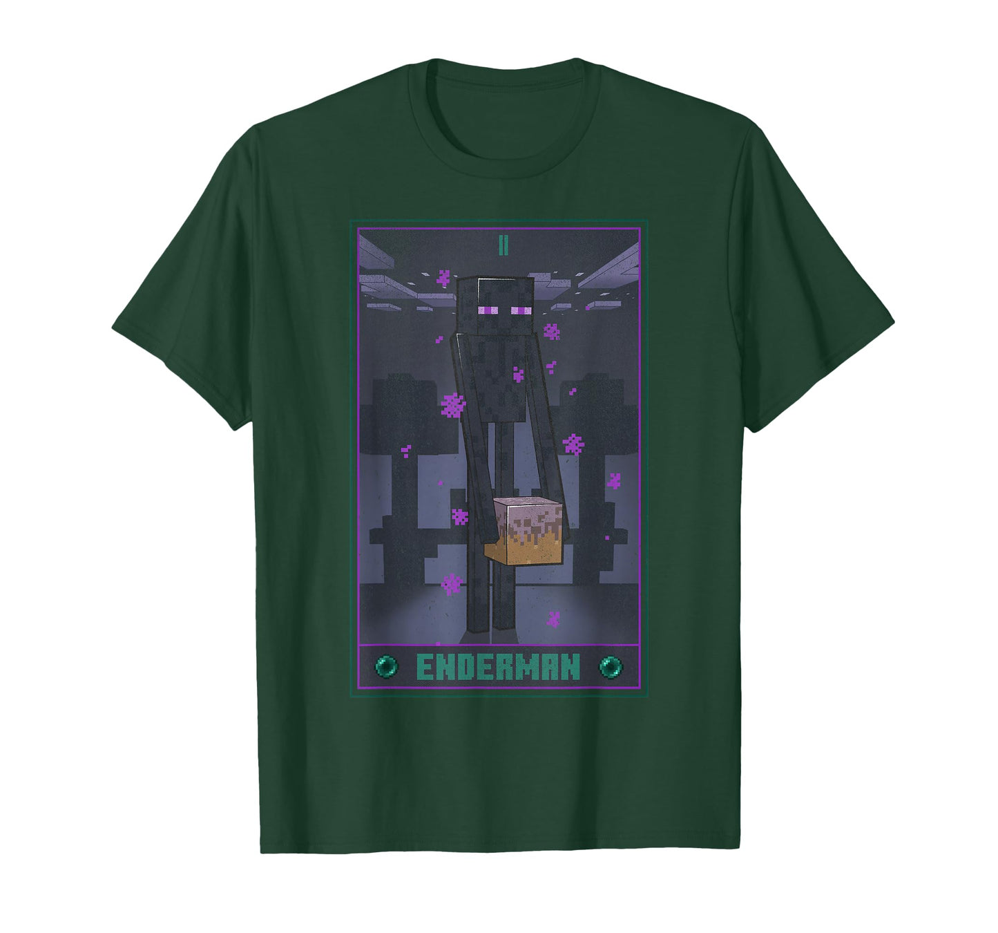 Minecraft Enderman Tarot T-Shirt - Unisex-Adults, Kids - Black - Short Sleeve - Cotton, Polyester - Size: Small