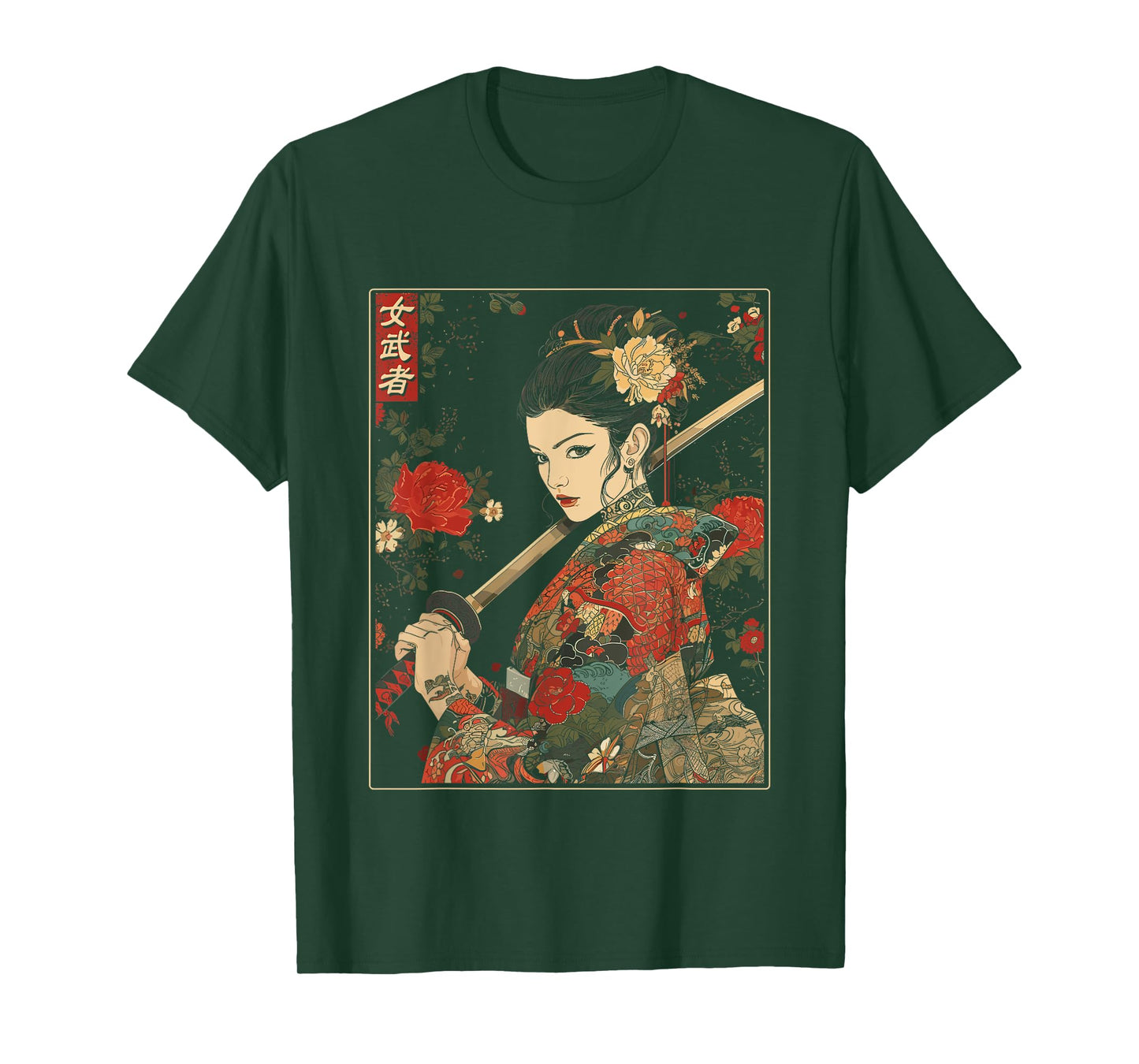 Japanese Gothic Samurai Art Woman With Katana Sword T-Shirt