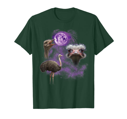 Funny Ostrich Shirt - Ostriches Howling at the Moon T-Shirt