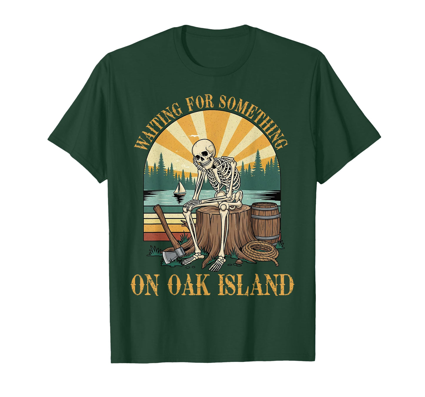 Waiting for Something On Oak Island Mystery Skeleton Graphic T-Shirt