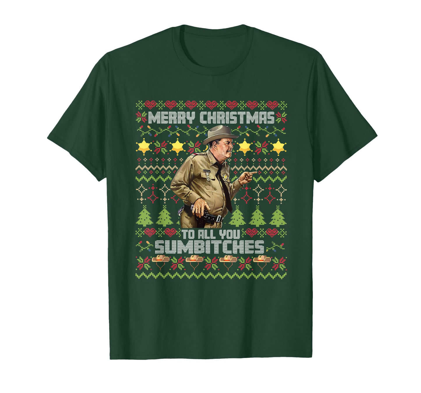 Funny Retro Sheriff Ugly Christmas Sweater Southern Humor T-Shirt