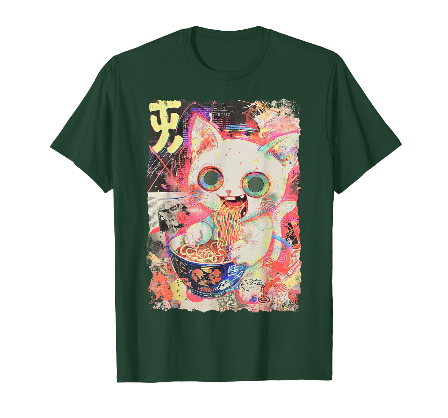 Ramen Noodles Cat Japan Y2K Kawaii Retro Cats Manga Anime T-Shirt