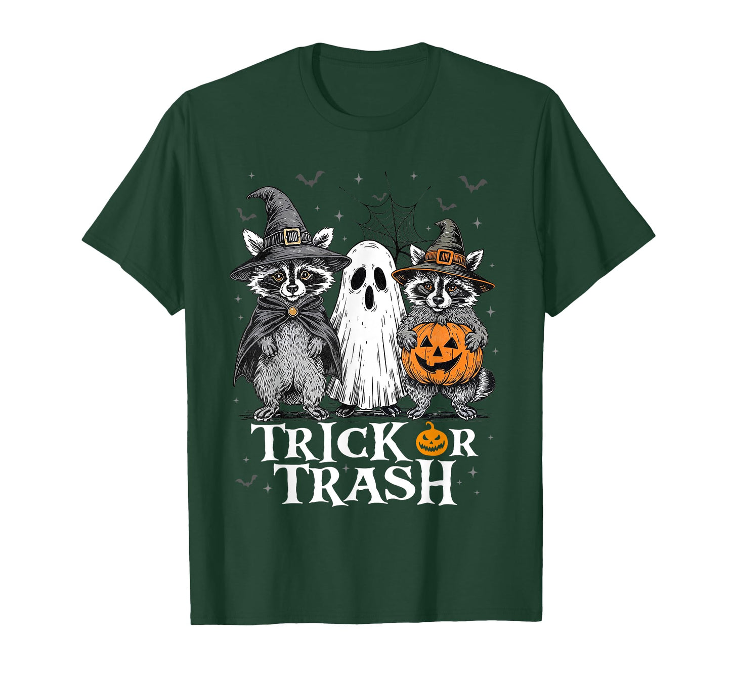 Racoon Trick Or Trash Ghost Witch Pumpkin Jack o Lantern T-Shirt