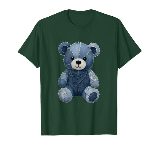 Cute Teddy Bear in Jeans T-Shirt