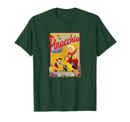 Disney Pinocchio Group Shot Classic Throwback Movie Poster T-Shirt