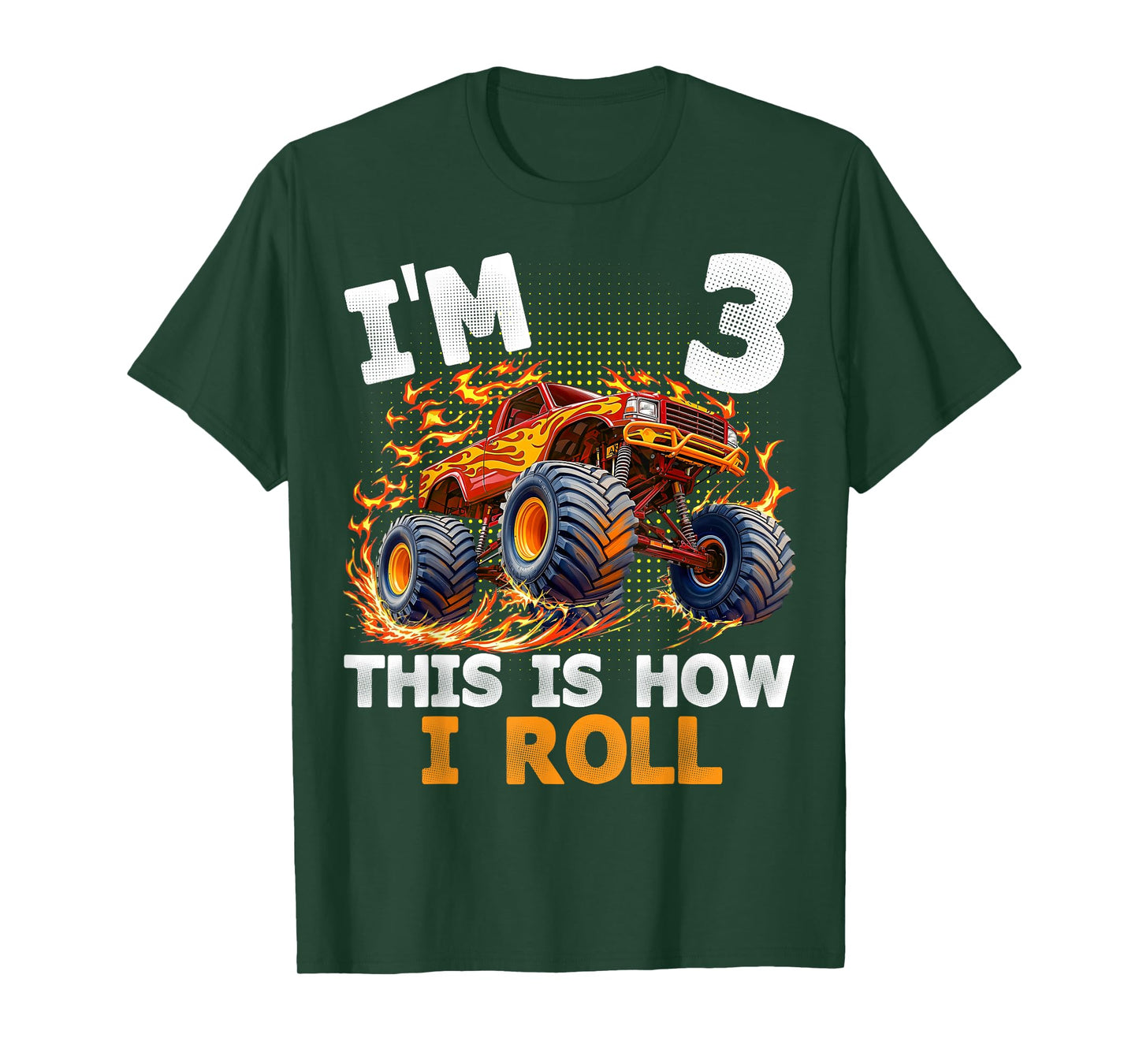I'm 3 This is How I Roll Monster Truck 3rd Birthday Boys T-Shirt