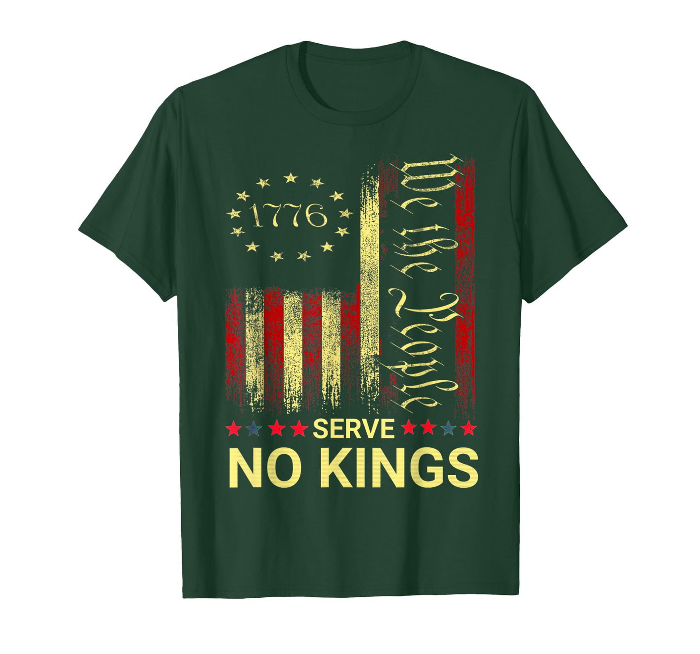 No Kings in America Since 1776 Distressed USA Flag Vintage T-Shirt