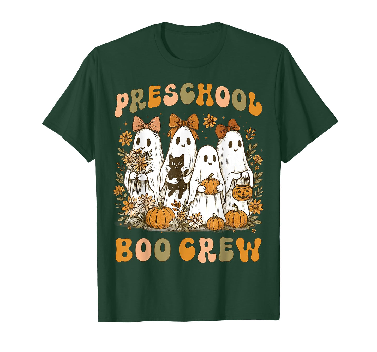Preschool Boo Crew Halloween Teacher Ghost Costume Matching T-Shirt