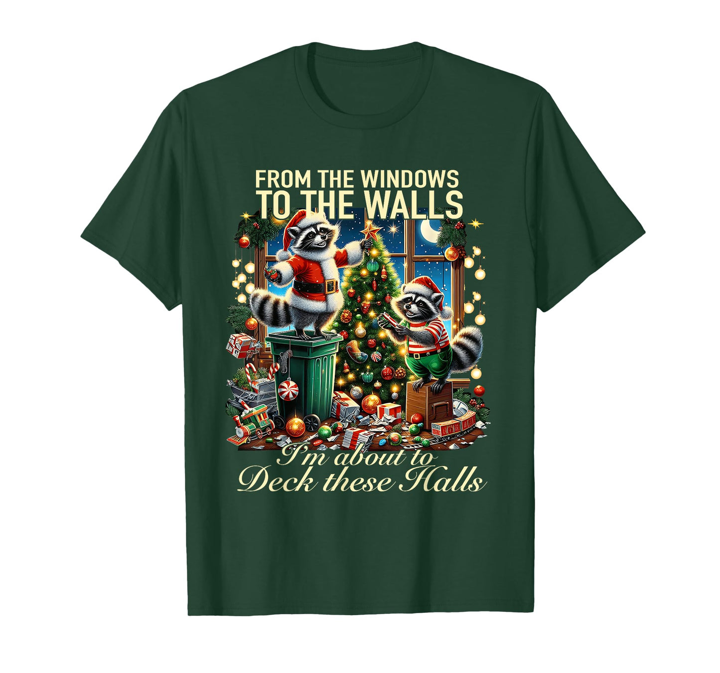 from The Windows to Walls Deck These Halls Raccoon T-Shirt