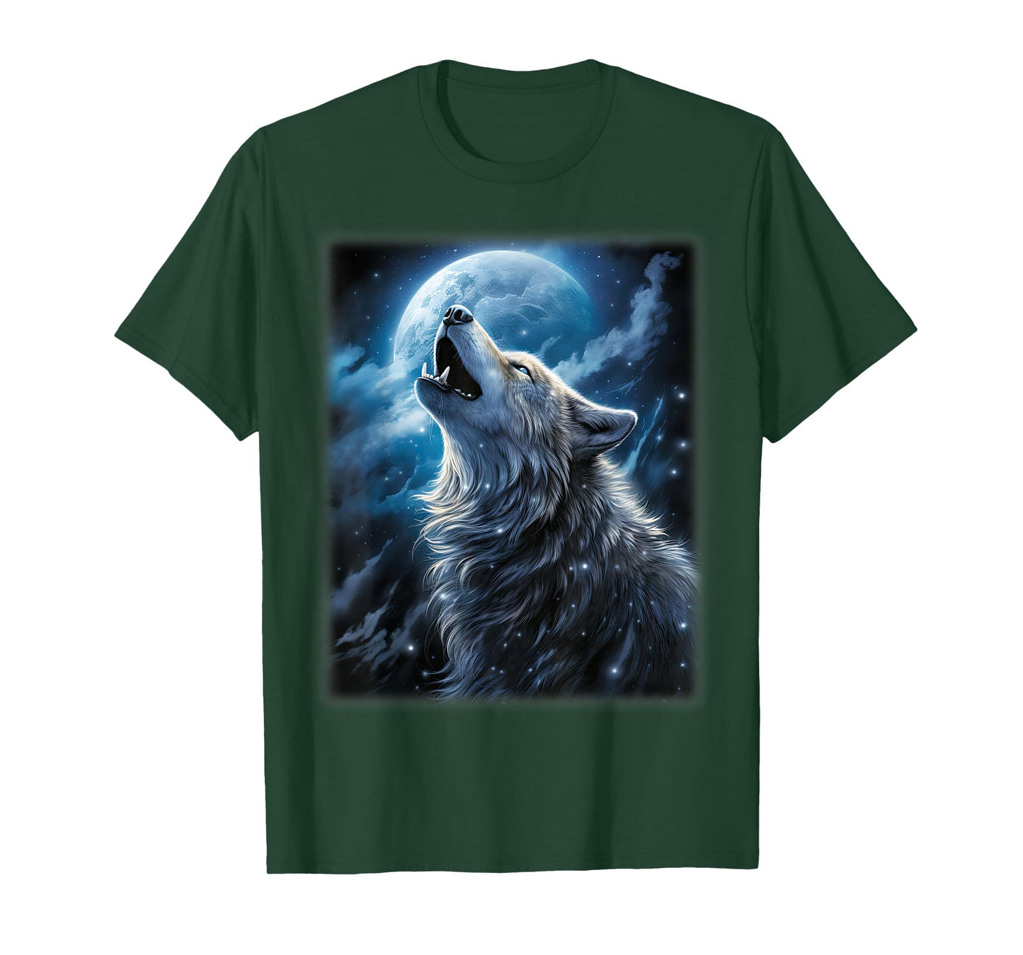 Wolf howling at the Moon Fantasy Art Wildlife T-Shirt