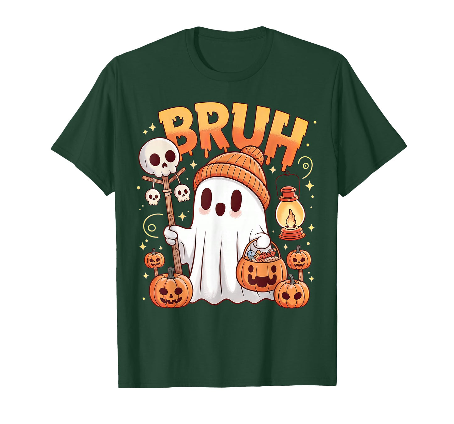 Bruh Ghost Halloween Cute Ghost Trick Or Treat Candy Kids T-Shirt