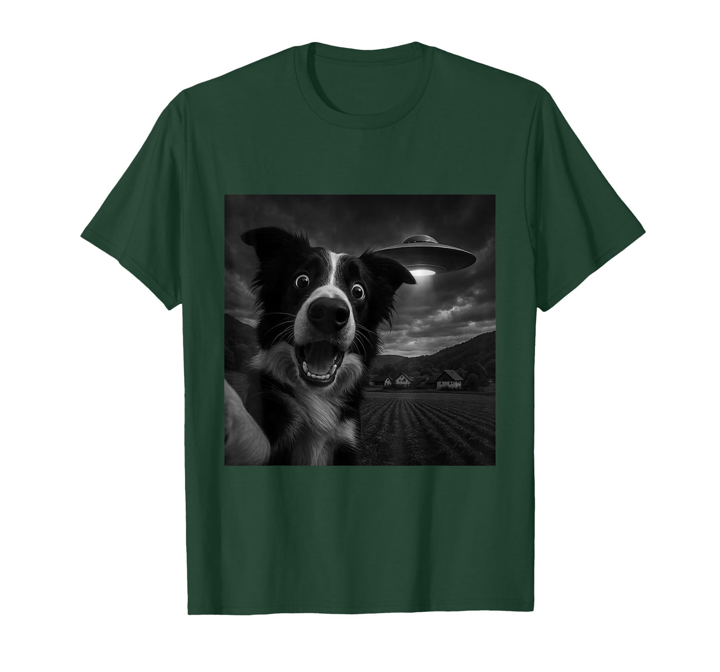 Border Collie UFO Encounters Selfie T-Shirt