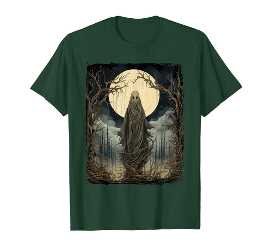 Vintage Art Men Women Retro Scary Gothic Halloween Ghost T-Shirt