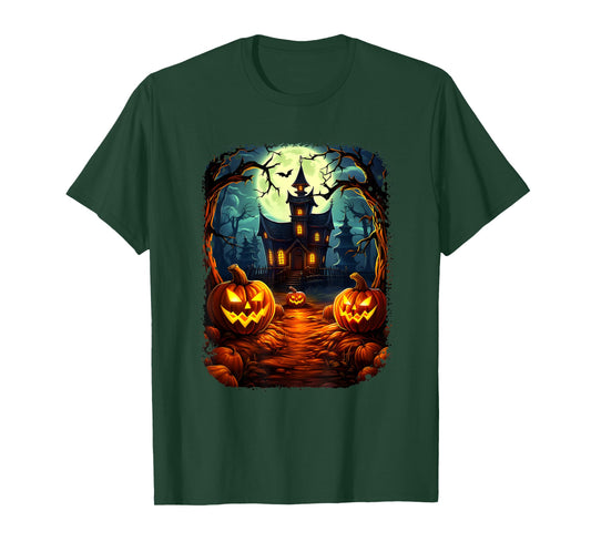Halloween Haunted House Pumpkin Ghosts Spooky Season T-Shirt