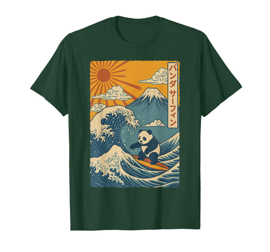 Panda Surfing Japanese T-Shirt
