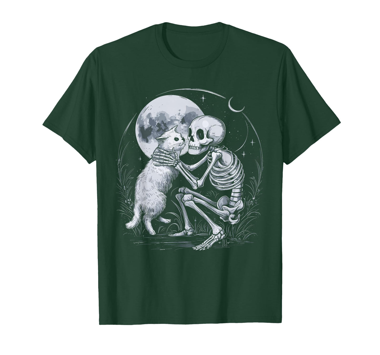Skeleton Cat Skull Kitty Cute Goth Halloween Costume T-Shirt