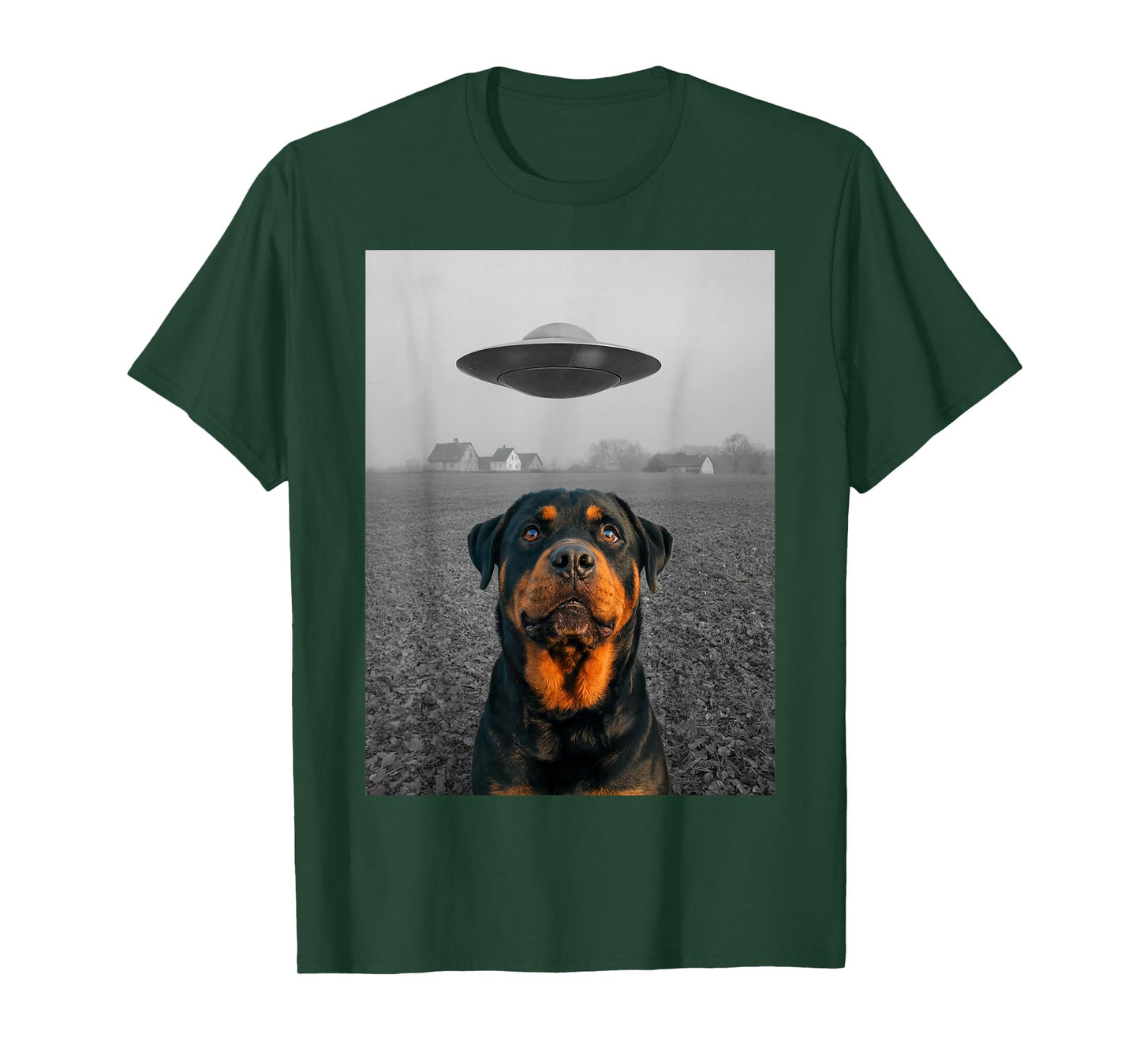 Funny Rottweiler UFO Alien Meme Artwork T-Shirt