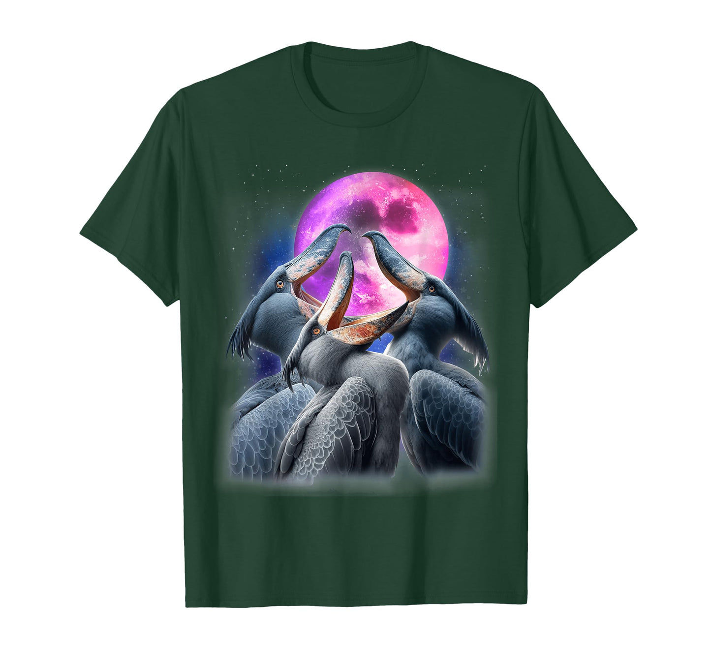 3 Shoebill Stork Howling At The Moon Funny Shoebill Bird T-Shirt