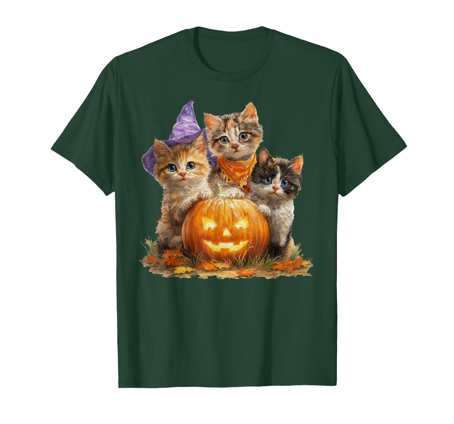 Vintage Kittens Pumpkin Cute Cat Spooky Season Halloween T-Shirt