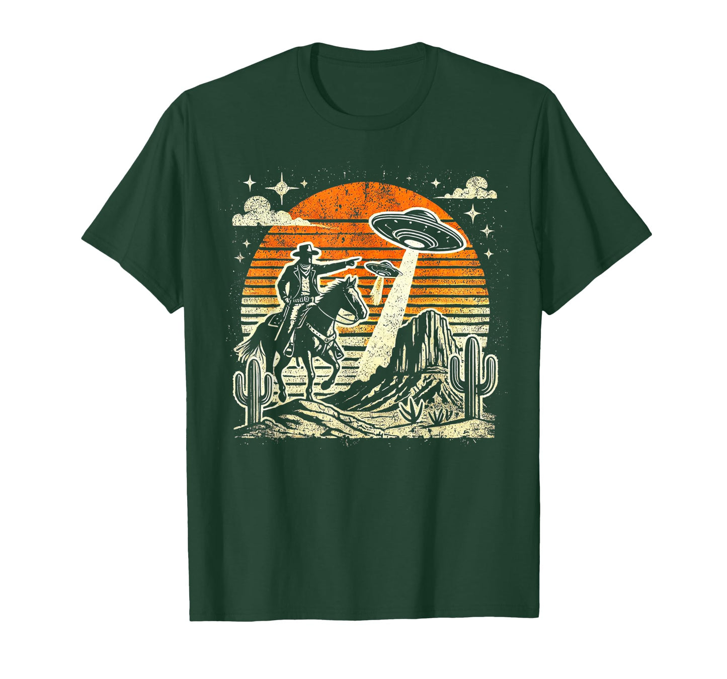 Vintage Funny 90s Western Cowboy Ufo T-Shirt