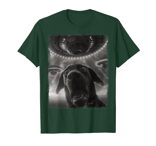 Labrador Dog UFO Alien Extraterrestrial Selfie T-Shirt