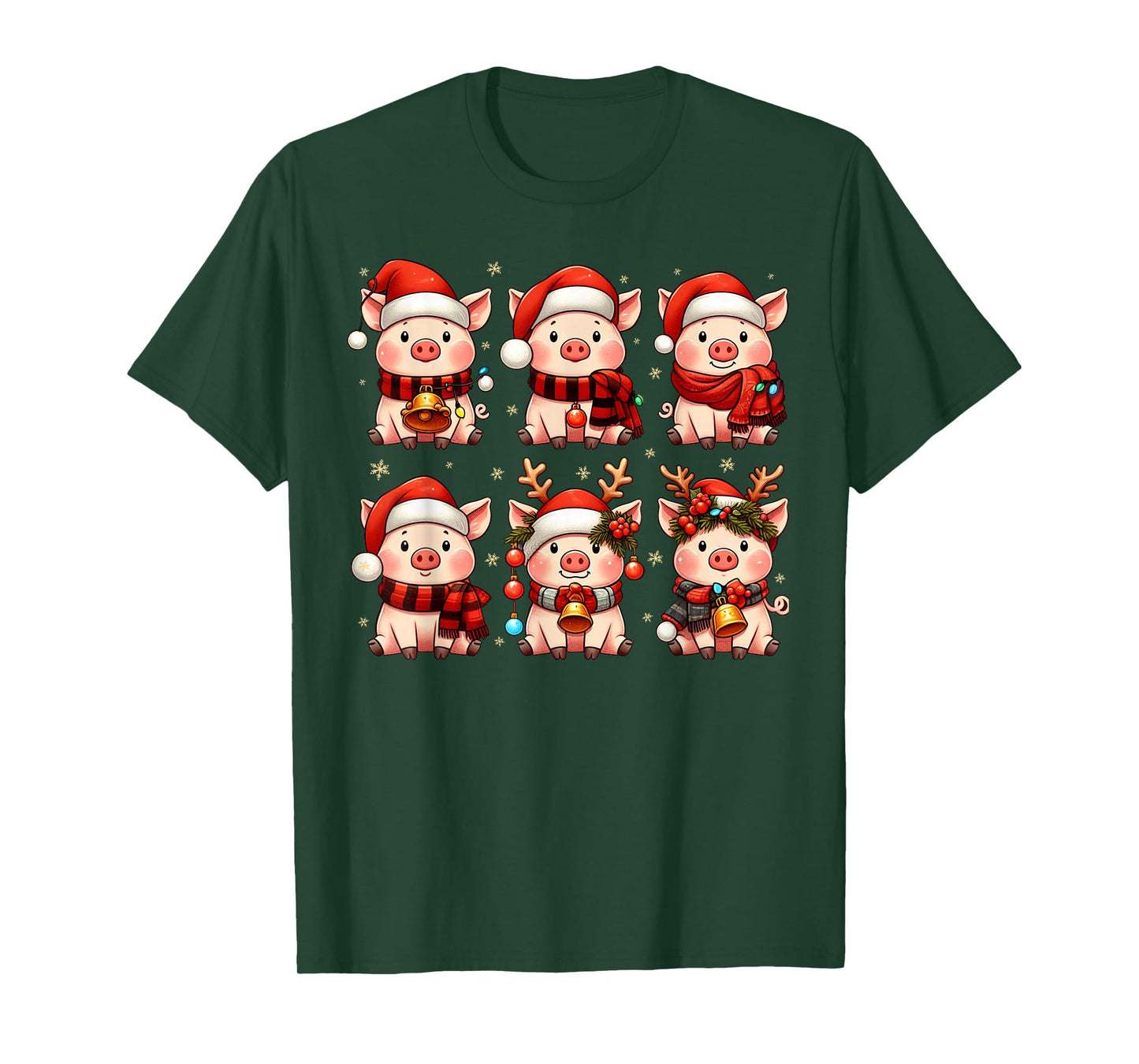 Cute Pig Santa Christmas Lights Funny Xmas Animal Lover T-Shirt