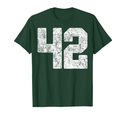 Distressed White Number 42 Jersey Player Uniform #42 Grunge T-Shirt