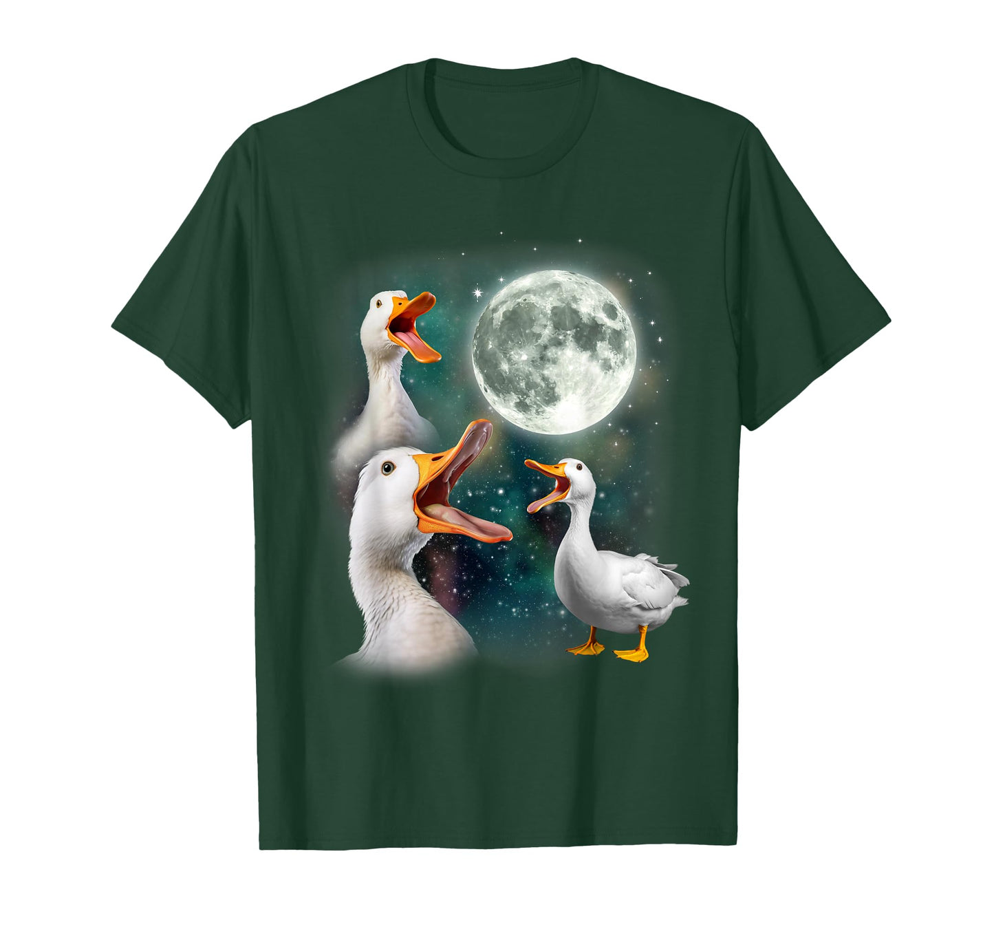 3 Ducks Howl At Moon | Funny Weird Cursed Pekin Duck Lover T-Shirt