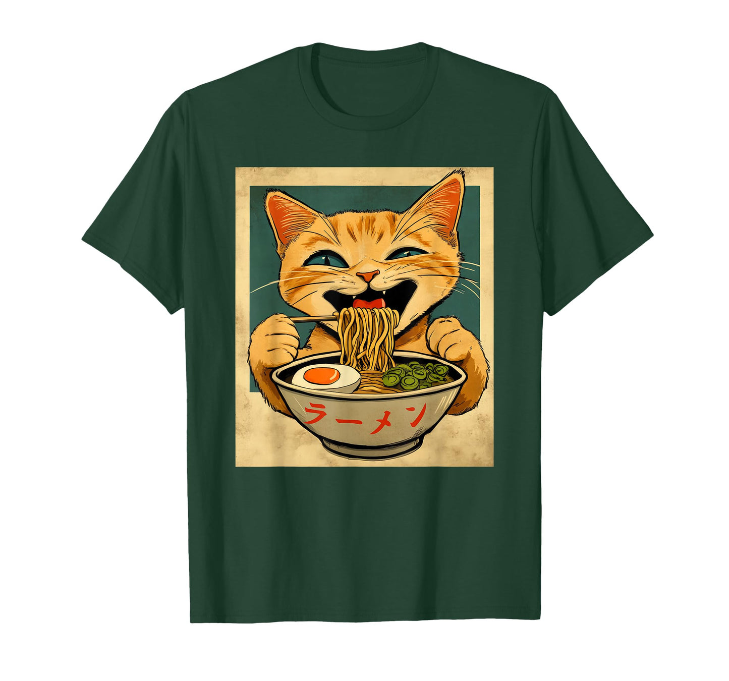 Funny Ginger Cat Ramen Japanese Kawaii Anime Cat Graphic T-Shirt