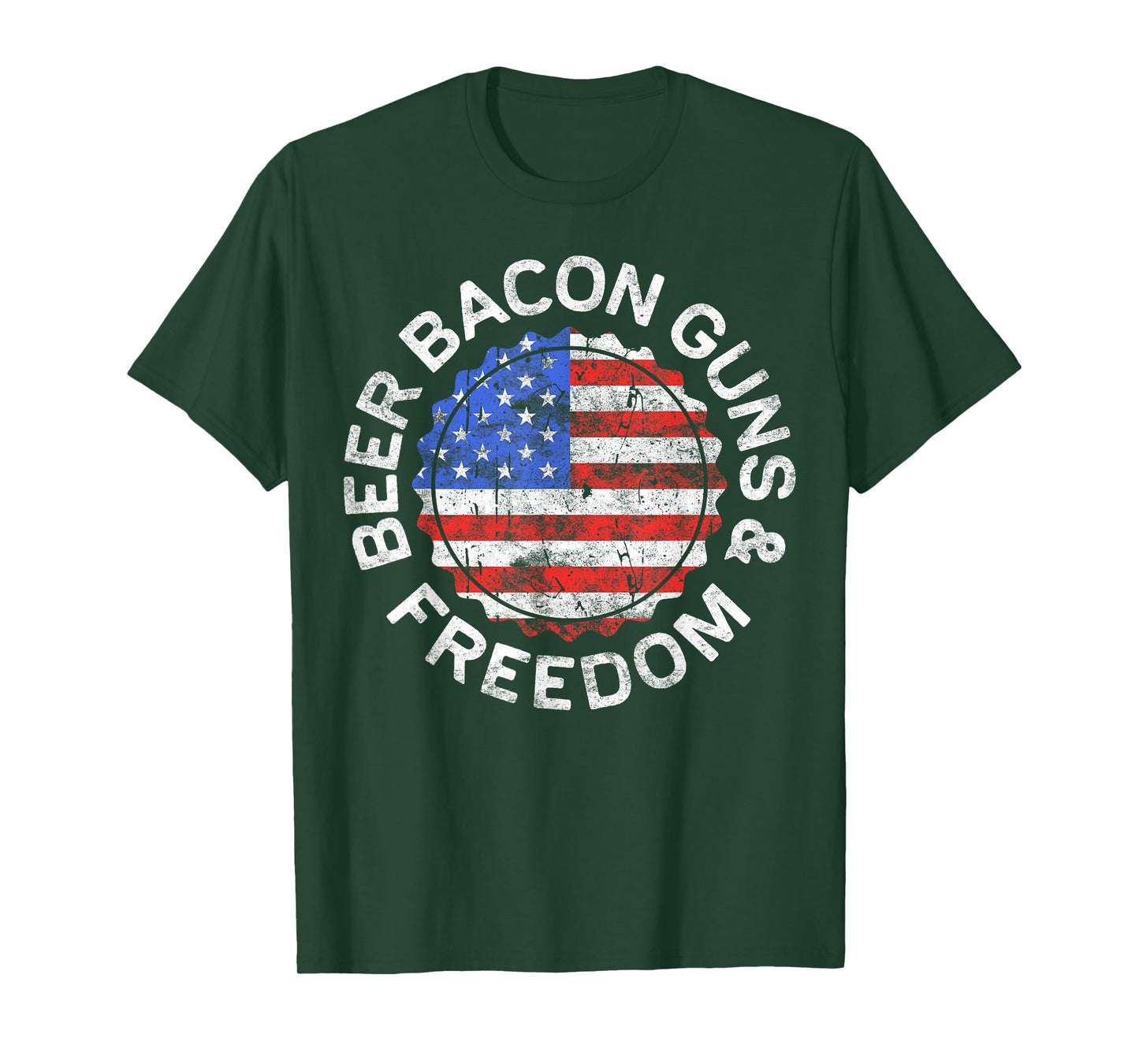 Beer Bacon Guns And Freedom Shirt Drinking 4th of July T-Shirt for Women Men