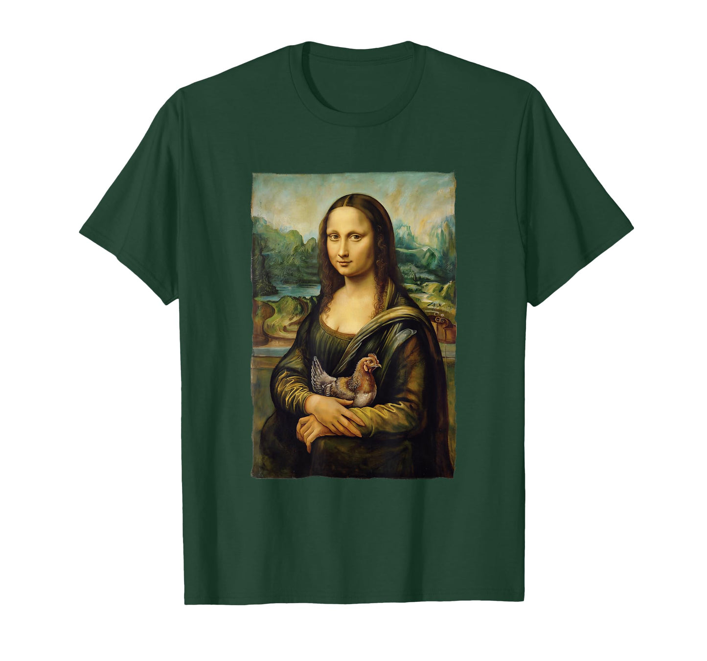 Mona Lisa Chicken Portrait Art Painting T-Shirt
