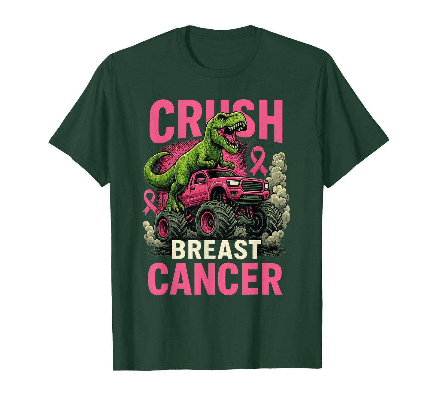 Crush Breast Cancer Awareness Monster Truck Toddler Boy Kids T-Shirt