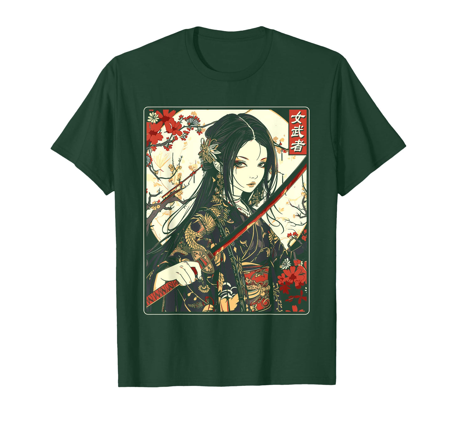 Japanese Gothic Samurai Art Woman With Katana Sword T-Shirt