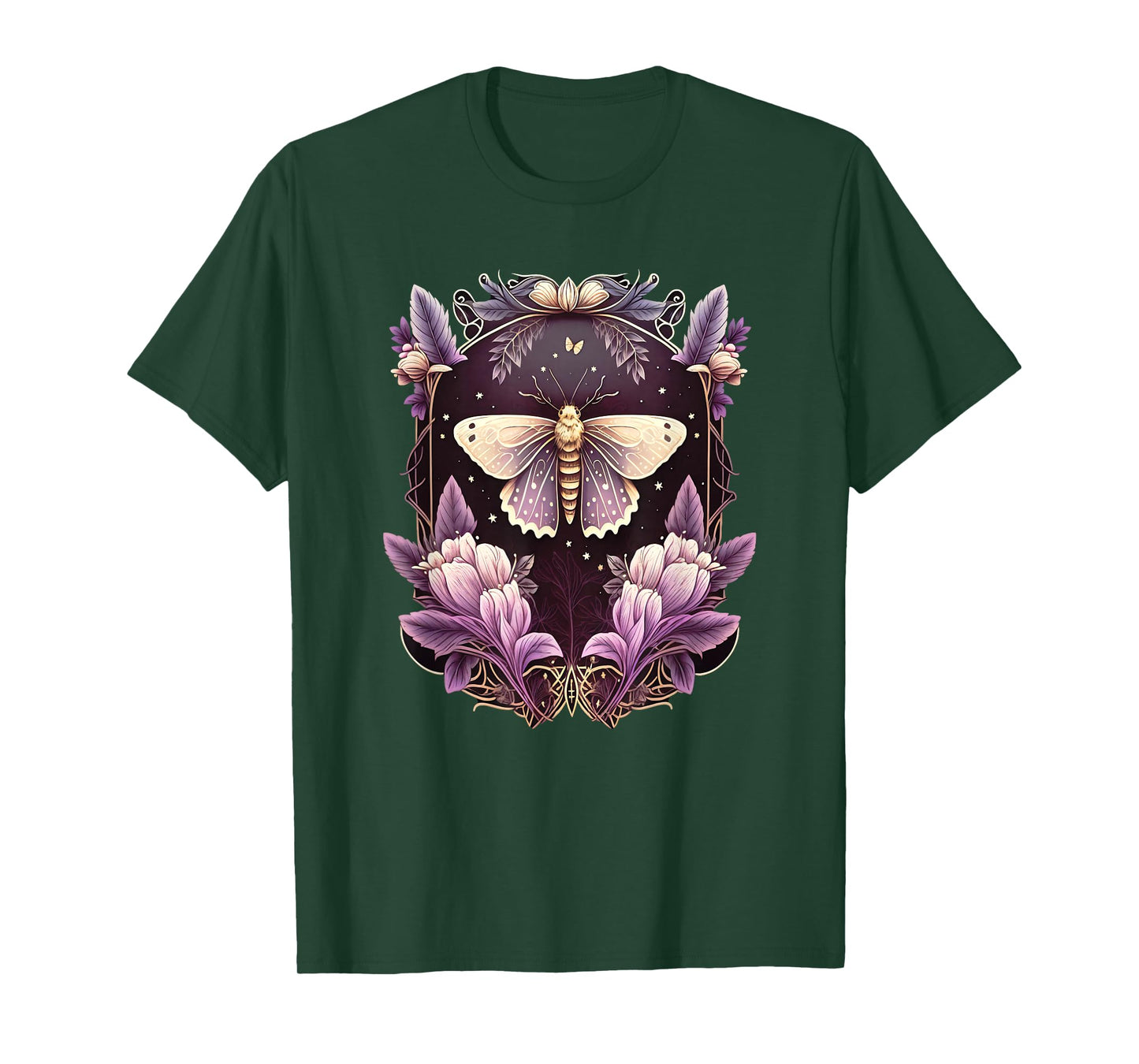 Moth, flowers, butterfly, Wicca, gothic, night lover, dark T-Shirt